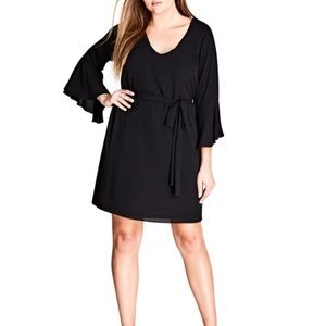 City Chic black bell sleeve dress
